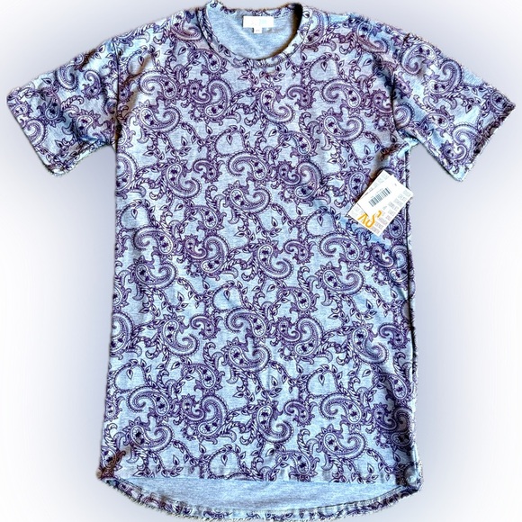 LuLaRoe Purple Paisley Patrick T-Shirt - Picture 1 of 3